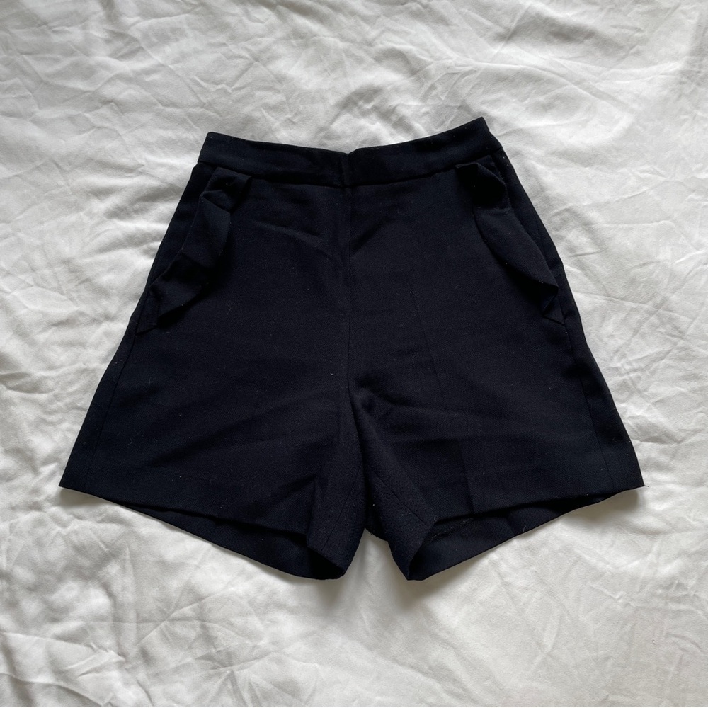 Sandro Navy High Waisted Trouser Shorts